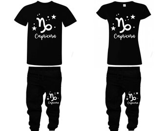 Capricorn Zodiac a juego pareja camisetas pantalones jogger pantalones trajes regalo de cumpleaños aniversario de bodas Pareja mix & match 4 artículos se venden por separado