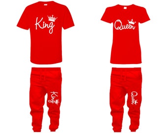 King Queen Couple Shirts Jogger Pants 