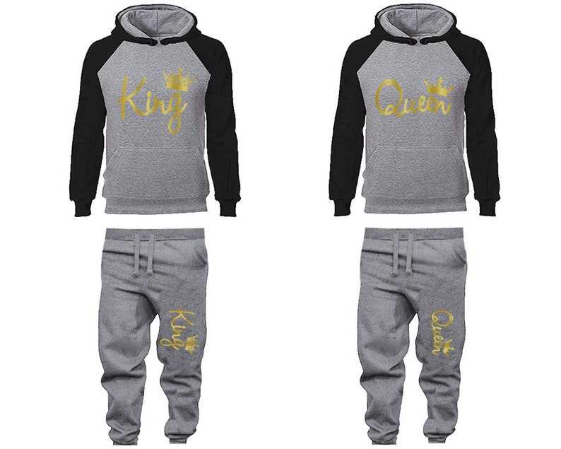 King Queen Hoodie Jogger pantalon Vêtements, Femmes Joggers Hommes Joggers King Queen Hoodies Gold Foil Matching 4 articles Vendus séparément image 3