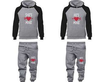 She's mine He's mine Hoodie Jogger pants Christmas Clothing raglan hoodies Women Joggers Men Joggers Matching 4 items Sold Separately