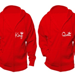 King and queen zip up hoodies hotsell