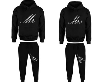 Couple Mr Mrs Hoodie Jogger pants Christmas Clothing, Women Joggers Men Joggers King Queen Hoodies Matching 4 items Sold Separately