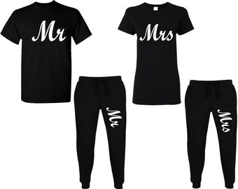 Jogger pantalon t-shirt M. Mme sweatsuits loungewear tenues assorties King queen tenues pour couples 4 articles vendus séparément