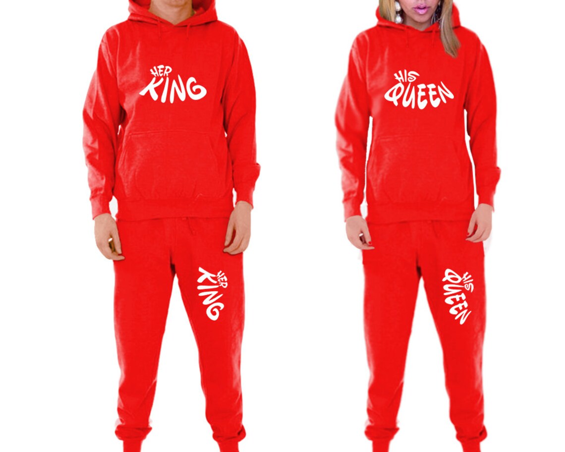 Her King His Queen Matching Couple Sweatsuits Hoodie Jogger | Etsy