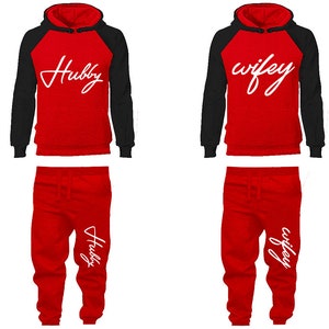 Noël Couple Hubby Wifey Hoodie Jogger Pantalon Vêtements, Femmes Joggers Hommes Joggers King Queen Hoodies Assorti 4 articles Vendus séparément