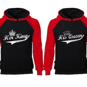 Her King His Queen Christmas gift Couple Hoodie, Raglan king queen, Couple Hoodies, Family Hoodies, Queen King,  Hoodies Sold Separately