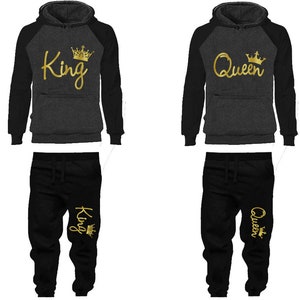 King Queen Hoodie Jogger pantalon Vêtements, Femmes Joggers Hommes Joggers King Queen Hoodies Gold Foil Matching 4 articles Vendus séparément image 1