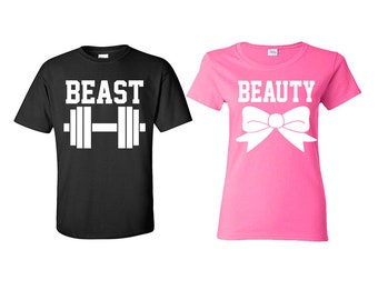 Beauty and Beast Couple Shirts, Matching Couple Shirts, His and Her Shirts man shirt woman shirt