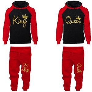 King Queen Hoodie Jogger pantalon Vêtements, Femmes Joggers Hommes Joggers King Queen Hoodies Gold Foil Matching 4 articles Vendus séparément image 2