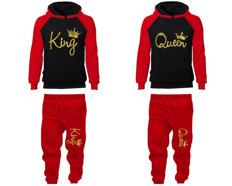 King Queen Hoodie Jogger pantalon Vêtements, Femmes Joggers Hommes Joggers King Queen Hoodies Gold Foil Matching 4 articles Vendus séparément image 2