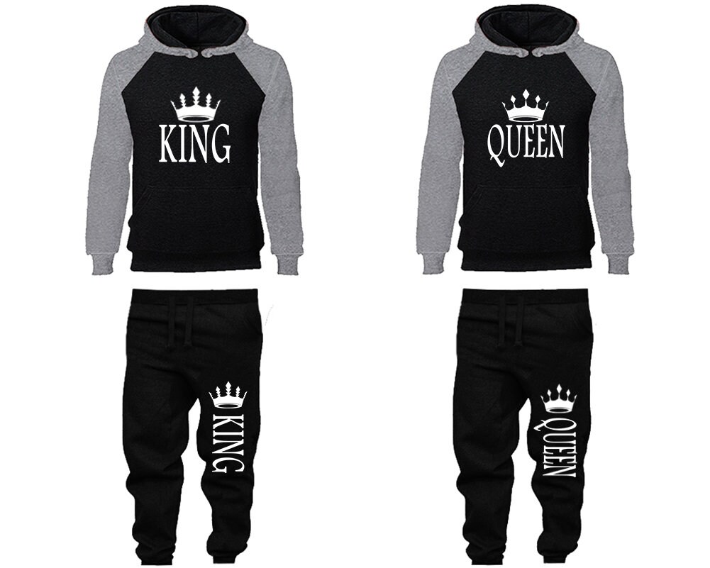 King Queen Couple Tracksuits Hoodie Jogger Pants Sweatsuits - Etsy