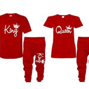 King Queen Couple Shirts, Quen King  Matching Unisex Joggers Couple 4 items sold separately