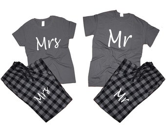 M. Mme T shirts pyjama pantalon flanelle tenues cadeau de Noël cadeau de noël cadeau de noces cadeau de vacances pour son cadeau pour lui 4 articles vendus séparément