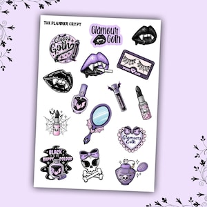 Stickers agenda, agenda vertical, autocollants déco, agenda hebdomadaire, autocollants gothiques, maquillage gothique, agenda gothique, glamour gothique