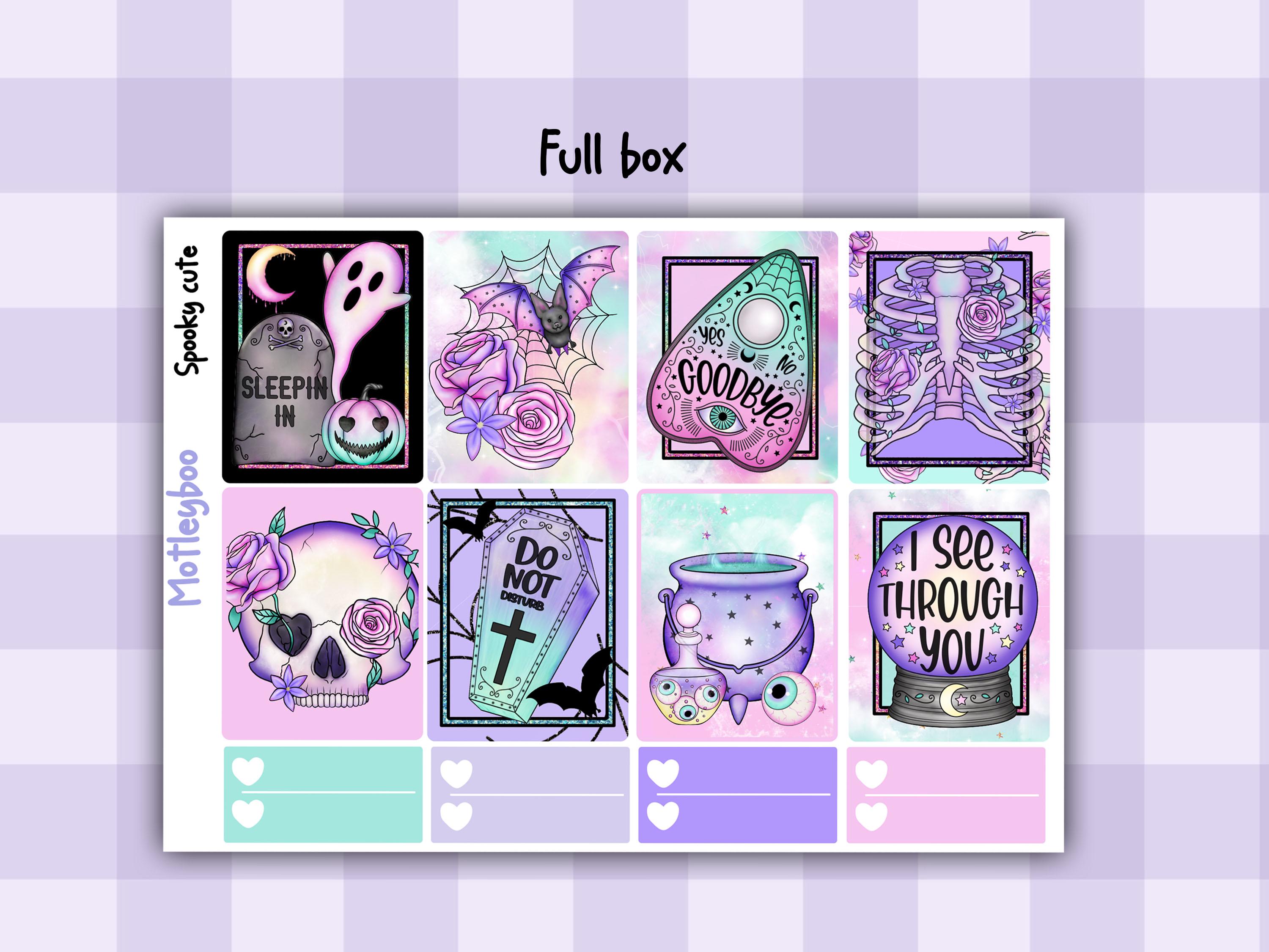 Spooky Vertical Planner Sticker Kit, Pastel Goth Witchy Halloween ...