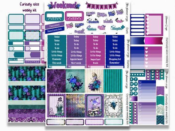 Curiously Alice Weekly Planner Sticker Kit Ala Carte Erin Etsy