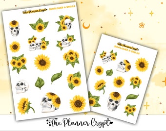 Sunflower Skull Planner Stickers: Gothic Weekly Stickers