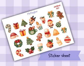 christmas sticker sheet, cute christmas stickers, planner stickers, xmas stickers, stickers for christmas, card stickers, journalling