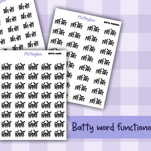Batty Words Planner Stickers, Spooky Goth Journal Stickers, work planning, gothic planner, functional word stickers