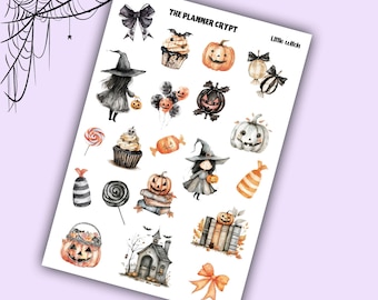Little Witch Sticker Sheet: Spooky Halloween Planner Stickers