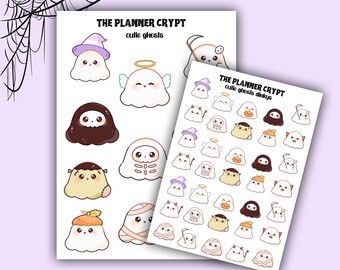 Halloween sticker sheet, ghost stickers, deco stickers, planner stickers, vertical planner, spooky stickers,  stickers for halloween