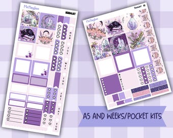 A5 and Hobonichi Weeks Sticker Kit, Herbalist Witchy Planner Decor