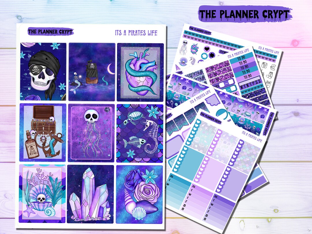 Weekly Sticker Planner Kit, Gothic Stickers, Pirate Themed, Vertical ...