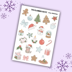 christmas sticker sheet, planner stickers, christmas stickers, vertical planner, small journal, xmas sticker sheet, gifts for christmas