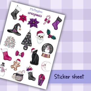 Christmas Sticker Sheet: Spooky Christmas Planner Stickers, xmas decoration, goth planning