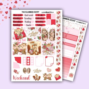 Kit d'autocollants pour cousin hobonichi de la Saint-Valentin, kit d'autocollants hebdomadaire, agenda A5, Saint-Valentin, autocollants pour agenda, autocollants fonctionnels