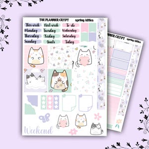 cousin hobonichi, kit d'autocollants hebdomadaire, agenda A5, autocollants chat, autocollants agenda, autocollants mignons, autocollants pastel, cadeaux pour les amoureux des chats