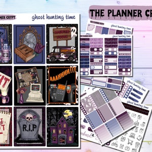 weekly planner sticker kit, ghost hunting, goth, spooky, ghosts, halloween, deluxe, stickers, vertical planner, planner, a la carte