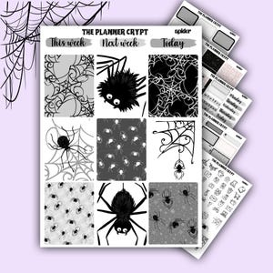 weekly planner sticker kit, planner stickers, spooky sticker, vertical planner, journal stickers, planning stickers, goth planner, halloween