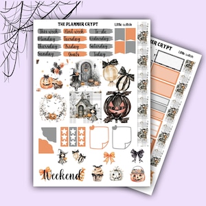 cousin hobonichi, kit d'autocollants hebdomadaire, agenda A5, autocollants automne, autocollants agenda, autocollants sorcière, autocollants Halloween, vibrations sorcières