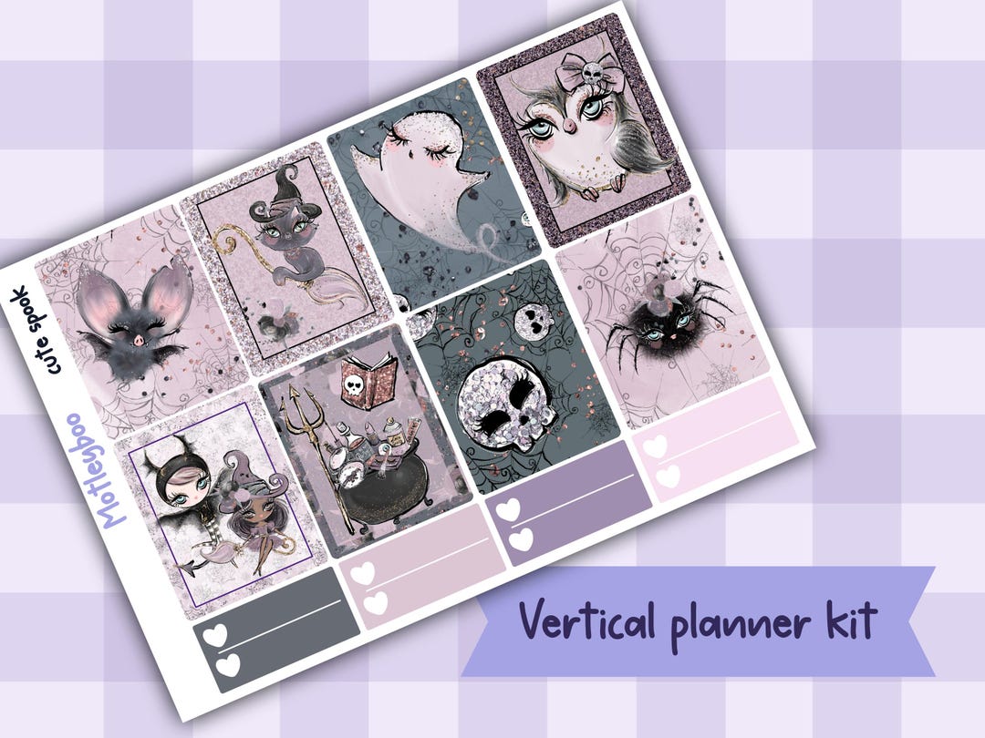 Goth Weekly Planner Sticker Kit, Spooky Halloween Vertical Planning ...
