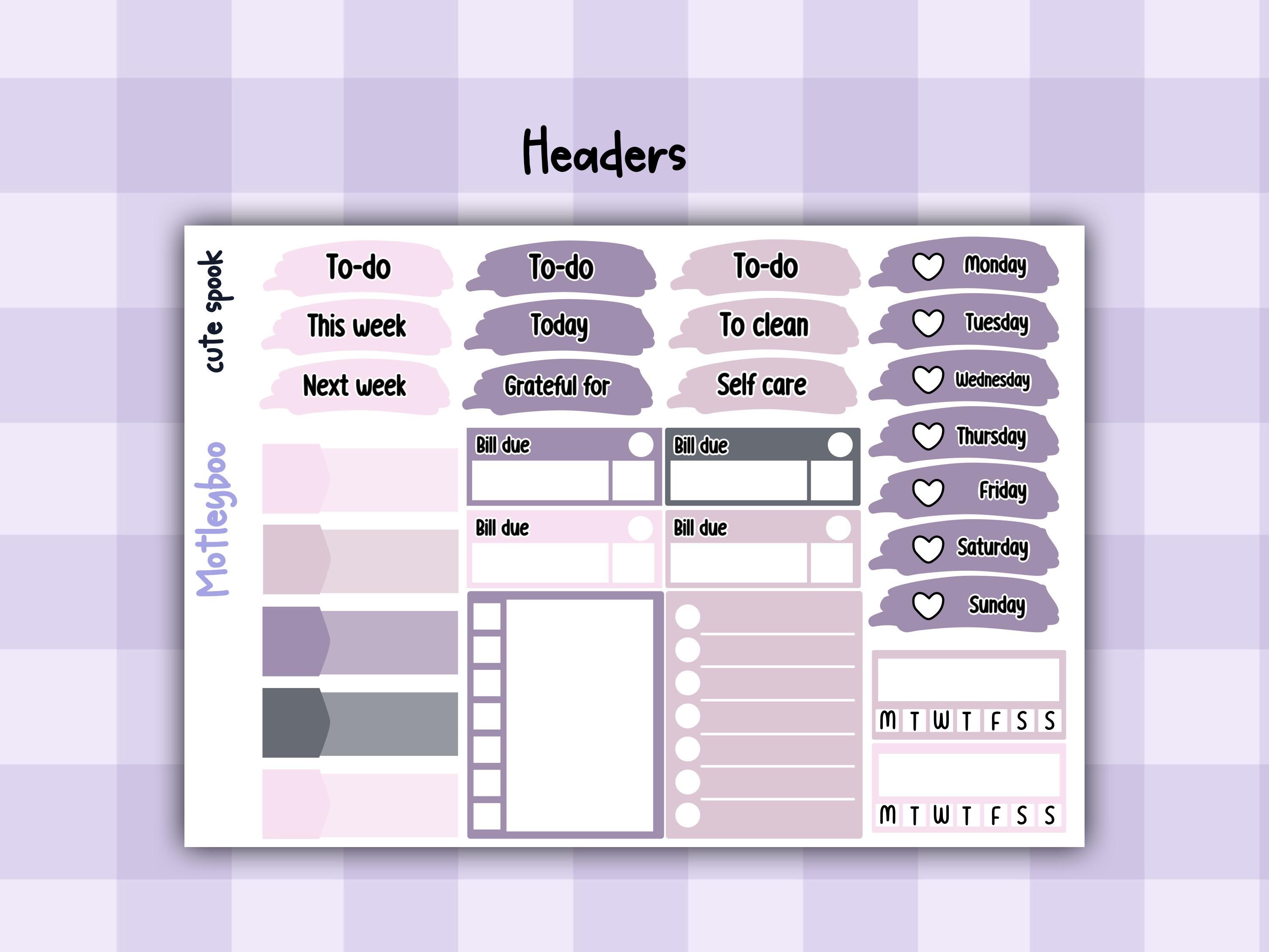 Goth Weekly Planner Sticker Kit, Spooky Halloween Vertical Planning ...