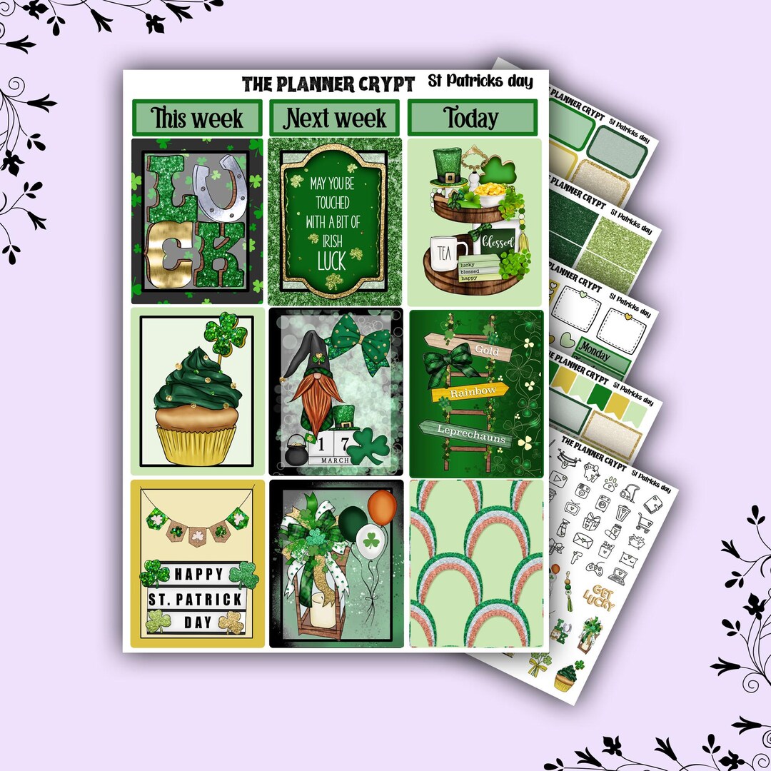 St Patricks Day, Weekly Planner Sticker Kit, Vertical Planner Kit ...