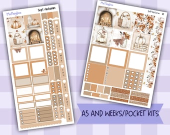 Soft Autumn Planner Sticker Kit, Cozy Pumpkins Hobonichi Weeks and A5 planning