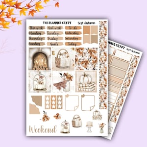 cousin hobonichi, kit d'autocollants hebdomadaire, agenda A5, autocollants automne, autocollants agenda, automne, autocollants fonctionnels, autocollants pour la planification