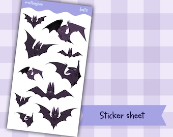 Sticker sheet for Halloween, goth stickers, gifts for spooky season, Halloween stickers, original art stickers, cute and fun stickers