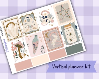 Witchy Weekly Planner Sticker Kit, Gothic Mystical Stickers for functional vertical planning