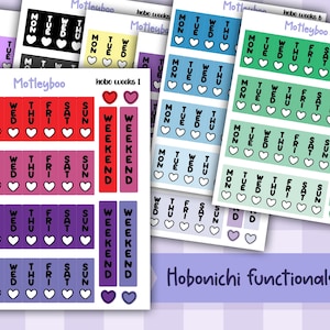 Hobonichi Weeks Planner Stickers, Date Covers, Weekday Stickers