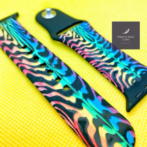 Apple Watch Band - Tiger Design "I  love Lisa" NEW 90's STYLE- 38/40 42/44- iWatch Band - Big Cat  Cool watch straps