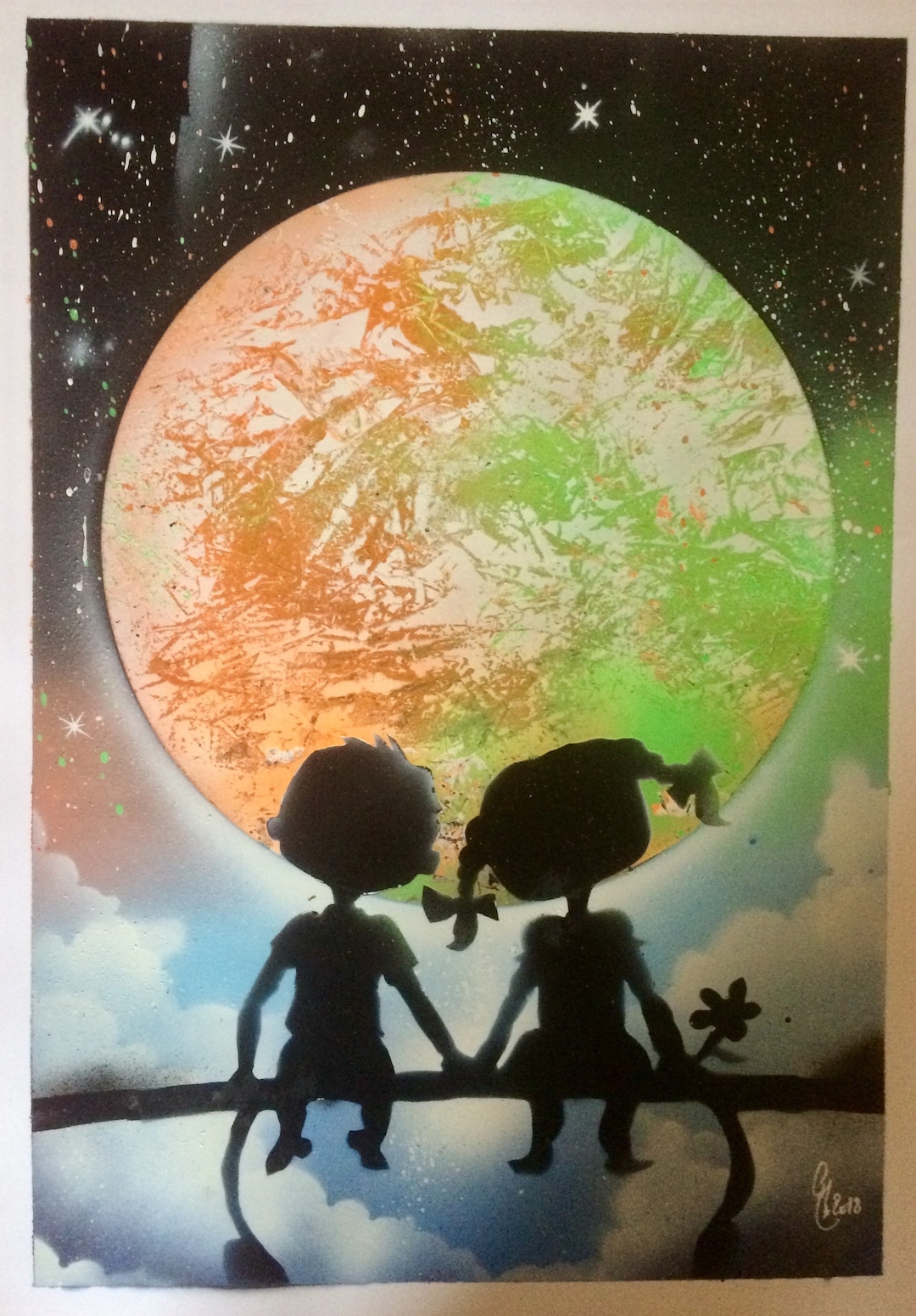Bomb Paint Spray Paint Universe Galaxy Couple Children Orange Etsy