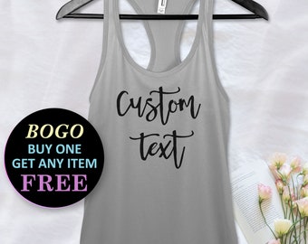 Custom Tank Top, Personalized  Racerback, Custom Made Ladies Tank, Womens Fitness Top