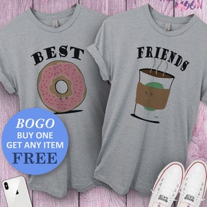 Coffee And Donut Best Friend T-Shirt, Birthday Gift Bff, Funny Pun Shirt, Birthday Gift, Unisex Ladies Tee, Tee Shirt