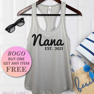 Custom Nana Est Tank Top, Gift For Nana, Nana tank, Mothers Day Racerback Ladies Tank, Womens Fitness Top