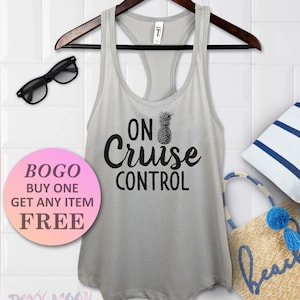 On Cruise Control Tank Top, Cute Beach Vacation Gift tank, Funny Racerback Ladies Tank, Womens Fitness Top