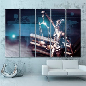 Justice Symbol Canvas Print, Balance Themis Sculpture Art, Mythological Greek Goddess Wall Decor, Myth Picture Art, Justice And Law Concept