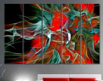 Vibrant | 3D Abstract Digital Virtual Electrifying Lines Poster Print, Unusual Abstract Artwork, Smoky Chaos Art On Canvas, Space Art